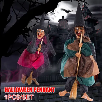 

Halloween Hanging Animated Talking Witch Props Laughing Sound Control Decor Toy Strega di Halloween H99F