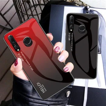 

50pcs/lot For Huawei Y9 Prime 2019 Hard Tempered Glass Fashion Gradient Back Soft Side Case For Huawei Honor 8S