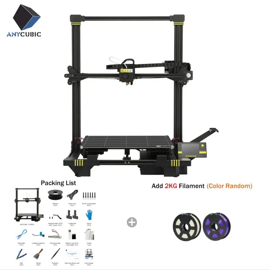 chiron Add 2kg PLA Anycubic 3d принтер anycubic Chiron 400*400*450 мм плюс большой размер печати 3d принтер печать DIY комплекты FDM TFT impresora 3d - Цвет: chiron Add 2kg PLA