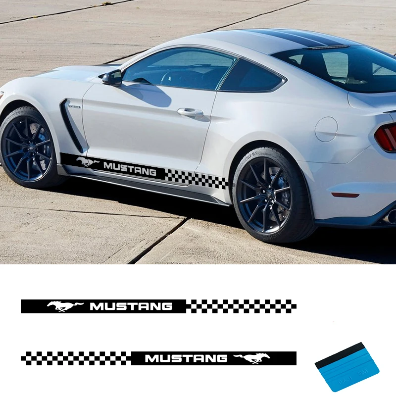 2 PCS Vinyl Side Sticker Decals Stripes Wraps Body Stickers Car Styling For Ford Mustang