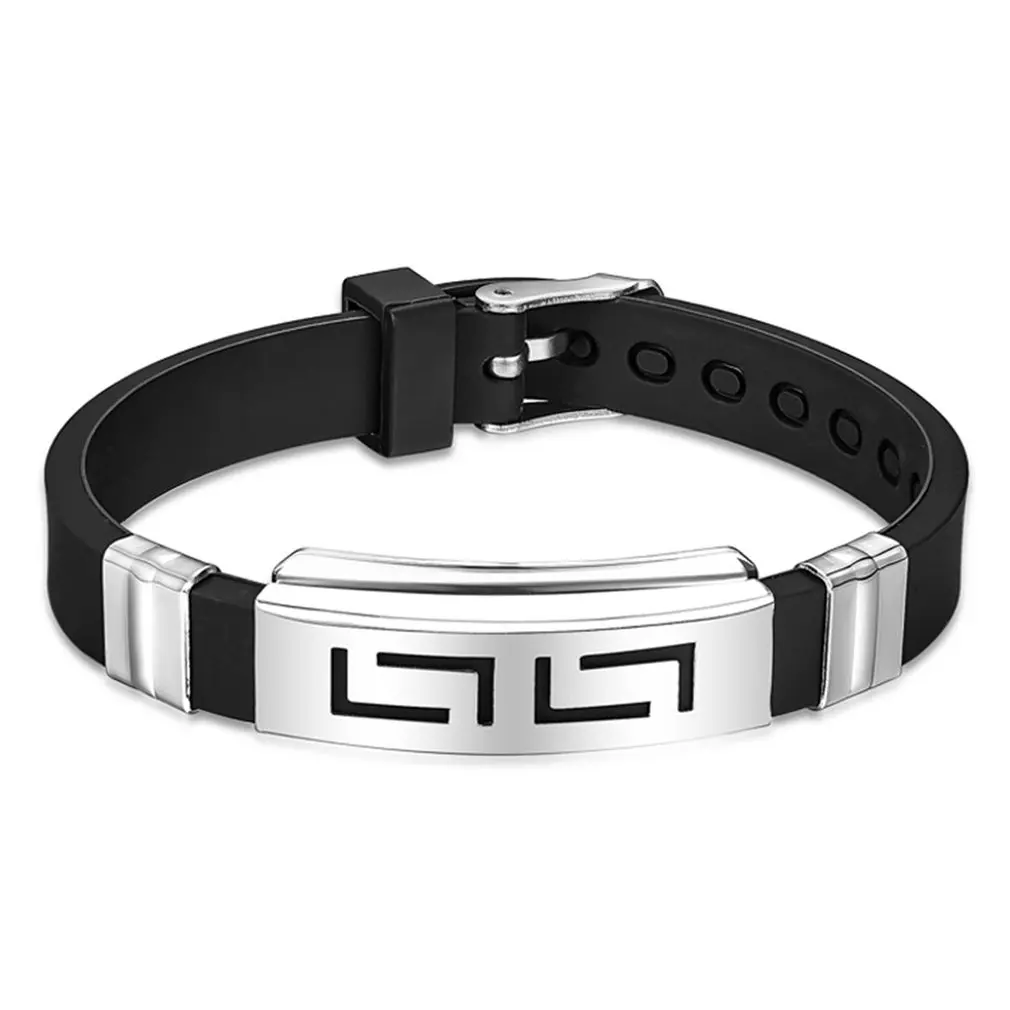 

Stainless Steel Hand Chain Jewelry Men Boys Silicone Creative Black Trendcy Shape Classic Bangle Bracelet Fashion Trendcy 2018