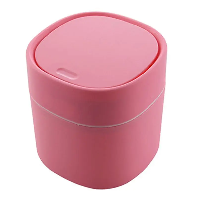 

2L Mini Trash Can Desktop Waste Bin with Push Button Lid Home Office Clean Tools Y1QB