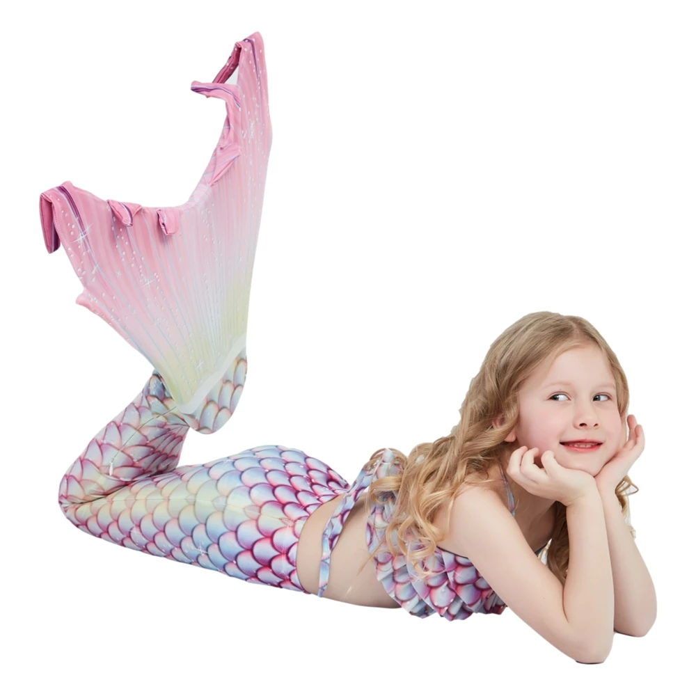 

2021 free shipping New Kids Mermaid Tail Swimwear Bikini Set Bathing Suit Costume for birthday party designed high quality