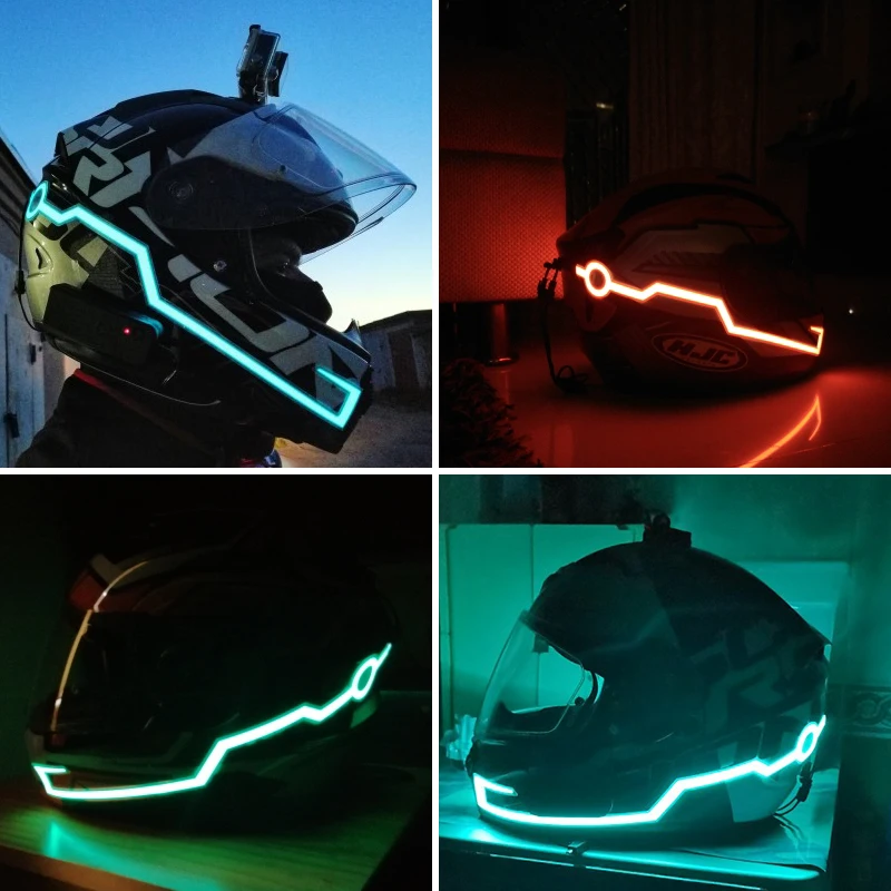 Moto LED Night Riding Lights Bike Helmet EL Cold Light Flashing Stripe