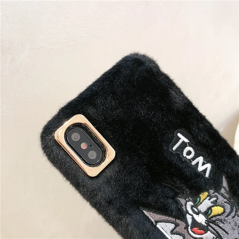 Gelangde роскошный меховой чехол том Джерри вилус для iPhone 11 Pro XS Max X XR, чехол для телефона, Жесткий Гладкий плюшевый чехол для iPhone 6S 7 8 Plus, чехол s