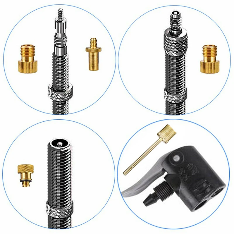 24pcs/Set Bicycle Valve SV AV DV Adapter Bicycle to Car Valve Adapter Sealing Ring Bike Pump Adapter Bicycle Tire Pump Adapter