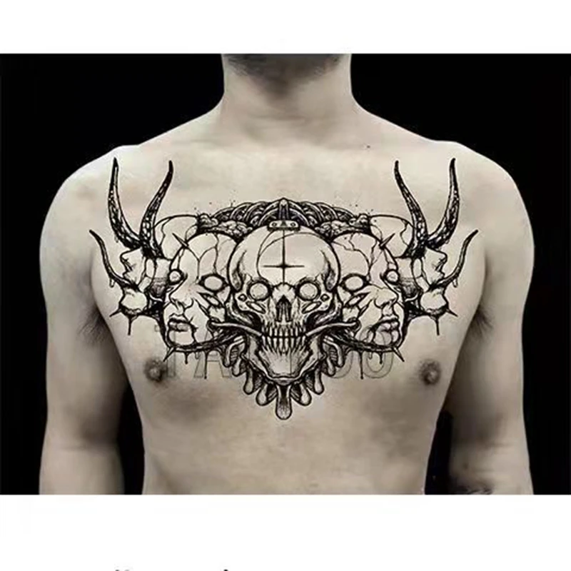Skull Chest Tattoo For Women
