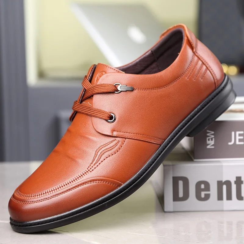 

LOTORY MEN'S SHOES Soft Bottom Shoes Casual Autumn Dad Middle-aged MEN'S Leather Shoes 156003