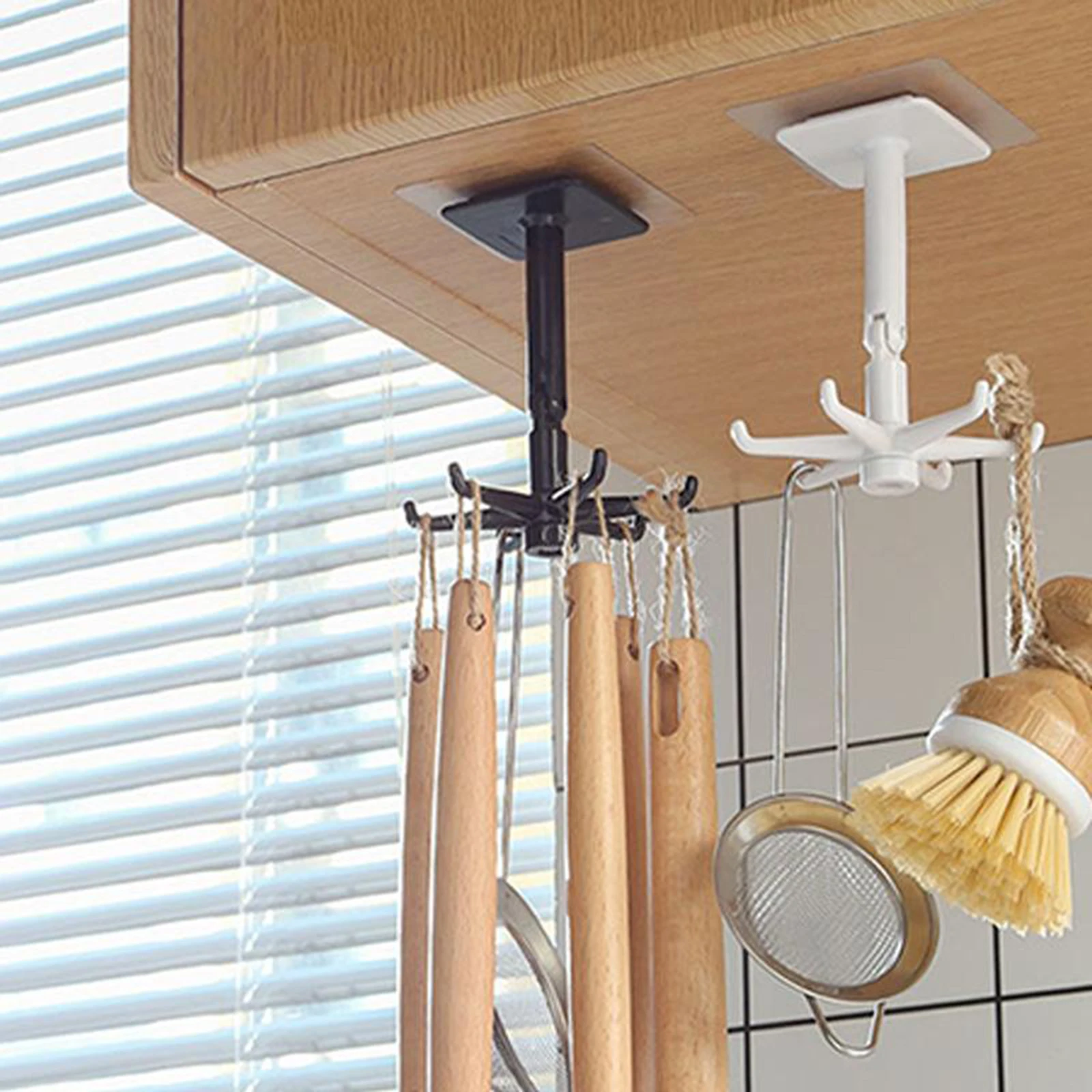 1pc Kitchen Utensil Hanging Rack Organiser Wall Mounted ABS Plastic Hook Hanger