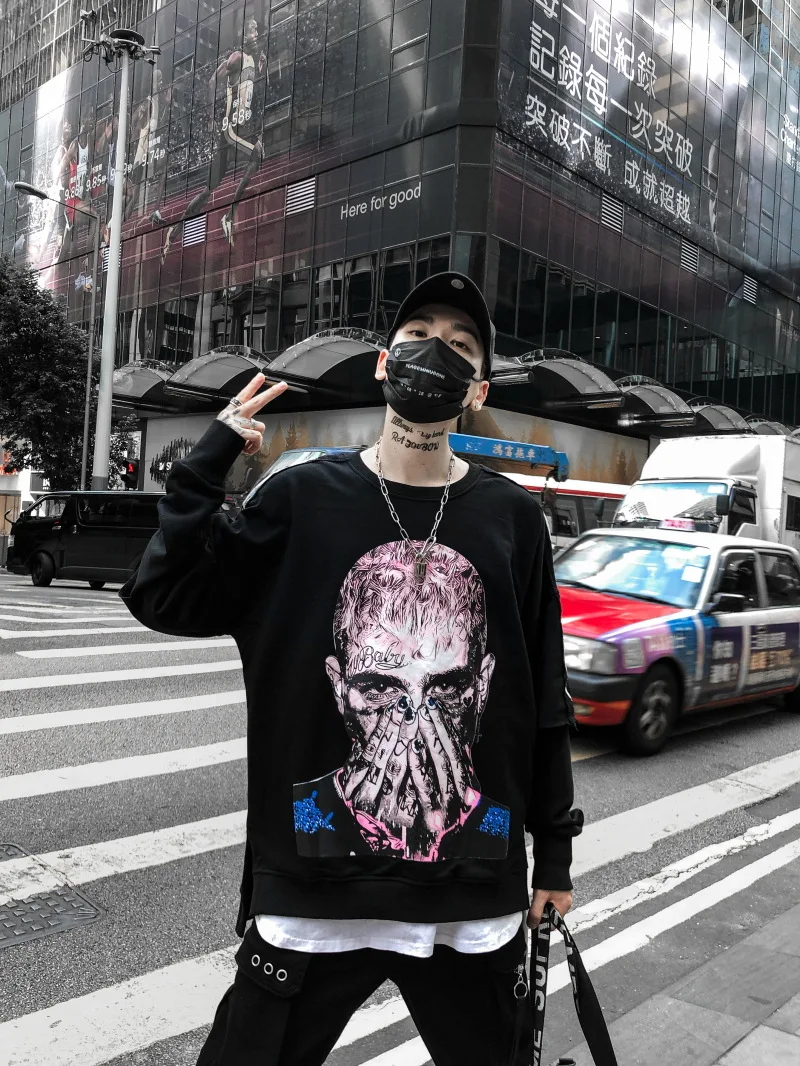 

Oversized Men's Sweatshirt Personality Printing Long-sleeved Casual Loose Hip-hop Trend Casual High Street Hedging Clothing MX04