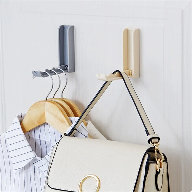 

High Quality Foldable Hook Storage Holder Multifunction Door Back Wall-mounted Hanger Plastic Clothing and Hat Storage Organizer