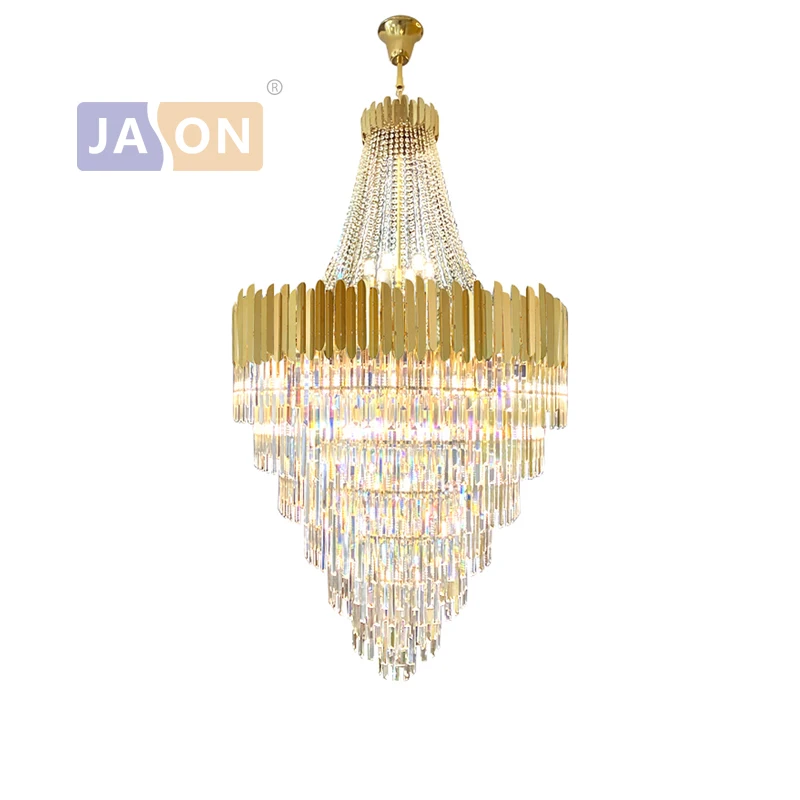 LED gold silver dimmable crystal hanging lamps lustre chandelier lighting suspension luminaire lampen for stair case foyer