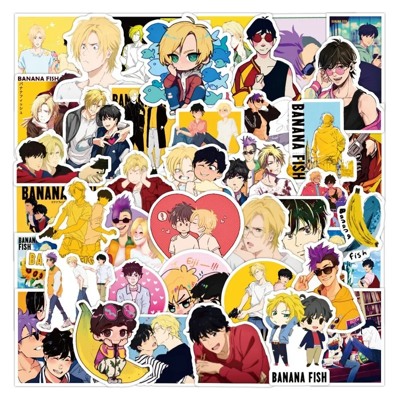 10/50pcs Anime BANANA FISH Stickers for Stationery Laptop Skateboard PVC Backpack Water Bottle Bicycle Waterproof Decals Sticker | Игрушки и