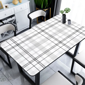 

[Leather Tablecloth] Simple Plaid Ins Wind Hipster Dining Table Cushion Tea Table Tablecloth Waterproof Oil-Proof Heat Resistant