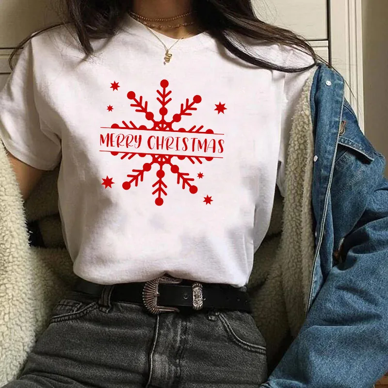 Женская футболка с принтом Санта Клауса, оленя, праздников, Рождества, Нового года Женская футболка Camisas Mujer женские футболки