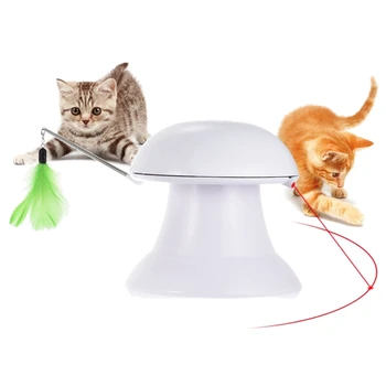 

Pet Toy,Pat Interactive Toys,2 in 1 Auto Rotating Light Chaser Toy and Interactive Feather Toy,Pet Entertainment Intelligence Fu