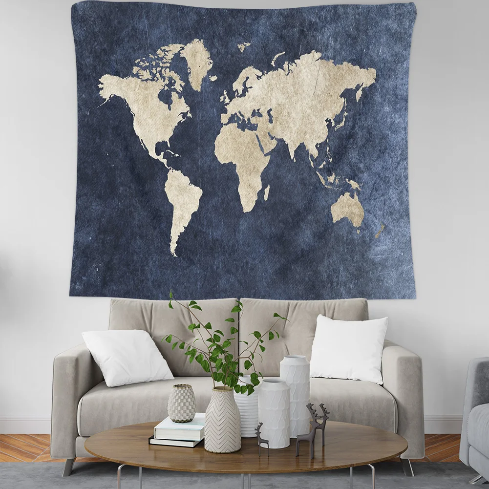 Retro World Map Wall Hanging tapestry Sleeping Pad Wall Tapestry Middle Ages Map Printed Art Tapestries Watercolor Decor TAP229