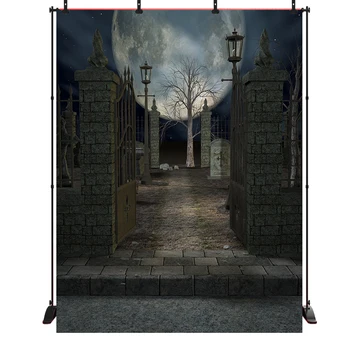 

Acejoker Halloween Backdrop Horrible Castle Terror Tree Pumpkin Lantern Moon Photography Background Vinyl Photo Studio Props