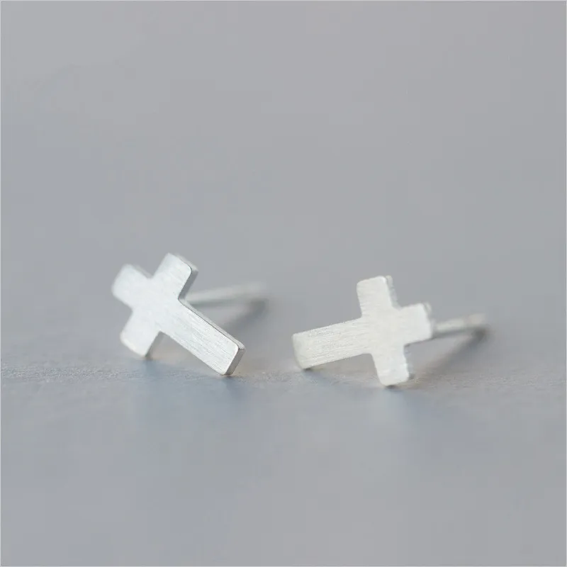 100% 925 Sterling Silver Cross Orecchini Con Perno Per Le Donne Sveglio Della Ragazza Di Natale Regalo Del Partito Dei Monili Pendientes Boucle D Orei