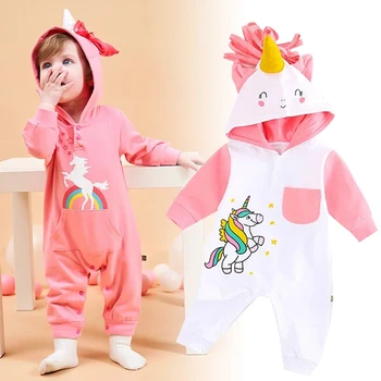 

New Fashion Baby Animal Styling Baby Clothes Baby Robes Pink Cute Unicorn Romper Newborn Climbing Clothes Infant Jumpsuit
