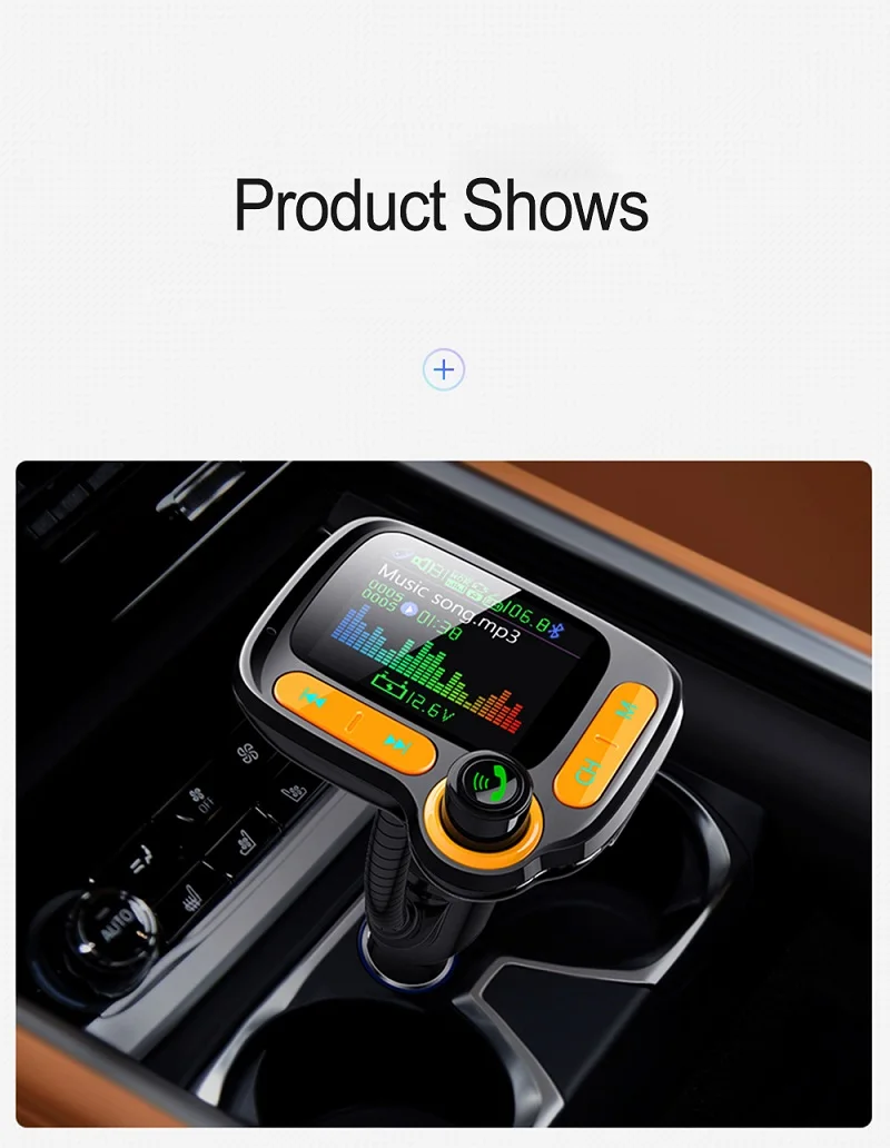 Konrisa fm-передатчик модулятор Aux Выход QC3.0 Bluetooth 5,0 Handsfree автомобильный комплект 5EQ музыкальный плеер 2 USB порта Поддержка usb-драйвера