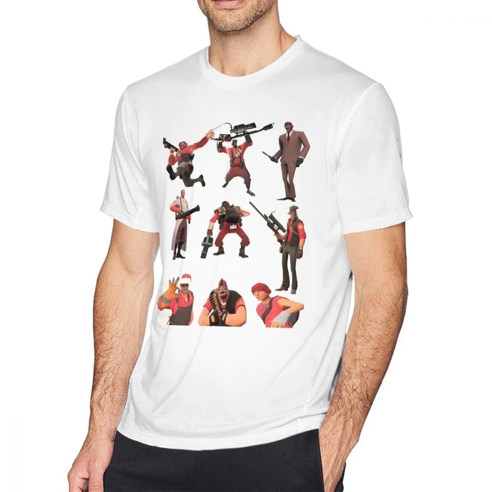 

Team Fortress 2 T Shirt Team Fortress 2 All Characters Classes With TF2 Logo T-Shirt Mens Cotton Tee Shirt Short Sleeves Tshirt