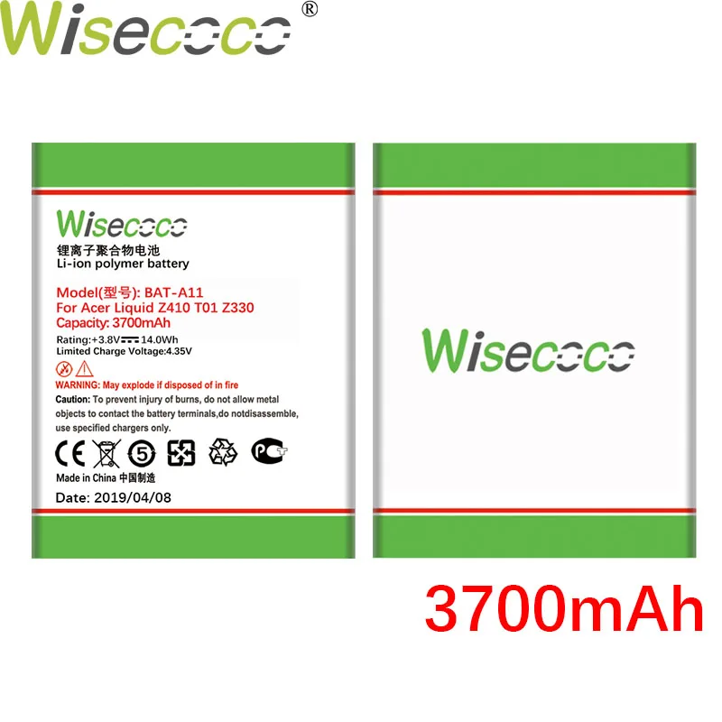 Wisecoco 2500 мАч батарея для acer Liquid Z410 T01 Z330 смартфон BAT-A11 батарея+ номер отслеживания