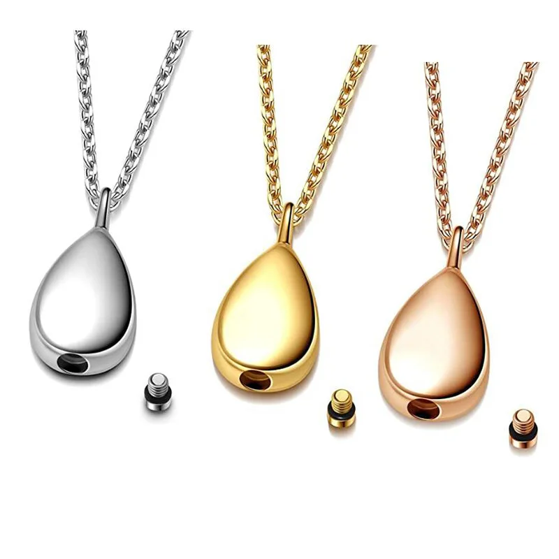Water Drop Shaped Cremation Urn Necklace for Ashes Keepsake Jewelry