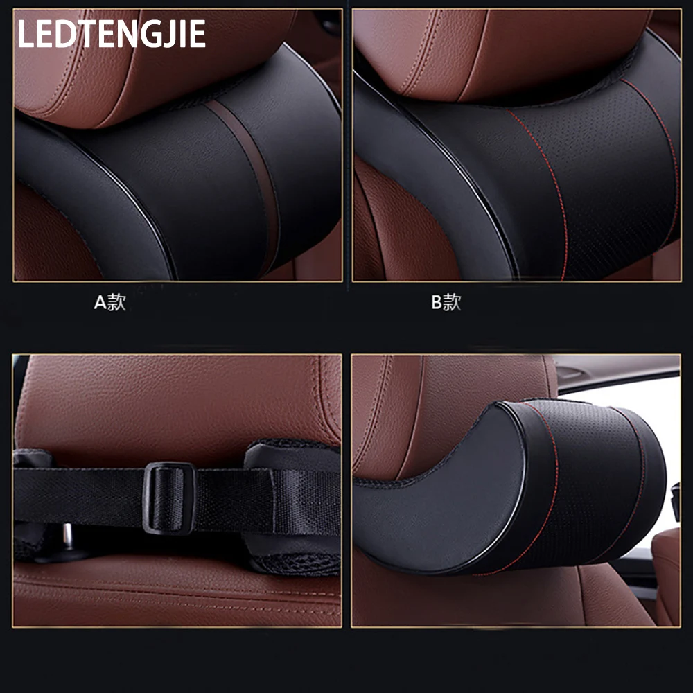 

LEDTENGJIE Adjustable Car Headrest Lumbar Support Leather Neck Pillow Cushion Filling Memory Foam Fashionable Interior