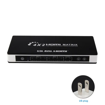 

4K 3D 4x2 Home Aluminum Alloy Video Converter To TV Remote Control Splitter Matrix Switcher Audio HDMI Arc Gold Plated Interface