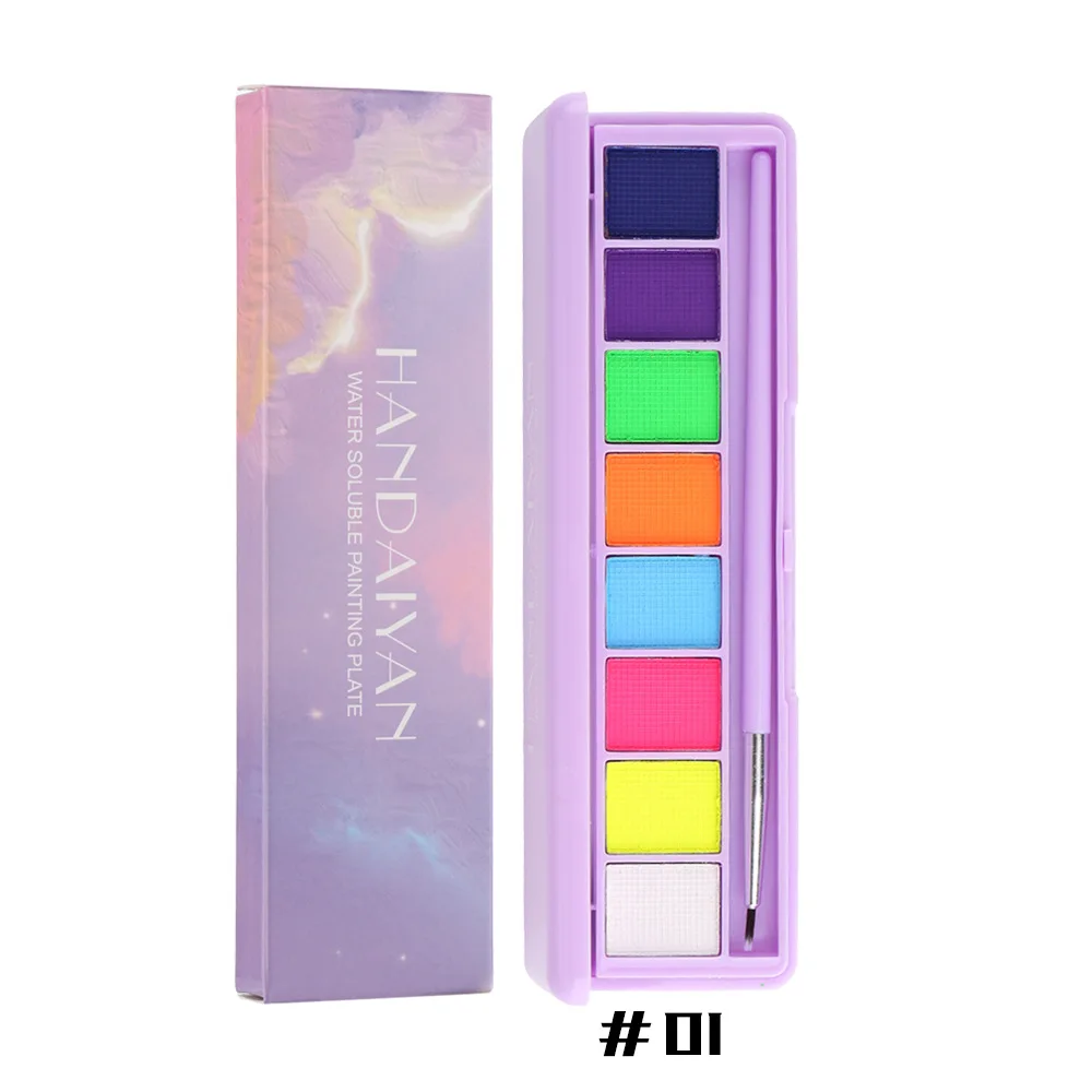 8 Colors Face Body Paint Water Activated Eyeliner Palette Halloween Party Flash Tattoo Safe Face Body Painting Halloween Makeup 6