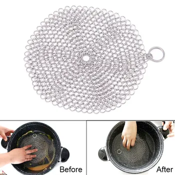 

Cast Iron Cleaner Stainless Steel Scrubber for Grill Scraper Skillet Ovens Waffle Iron Pan SP99