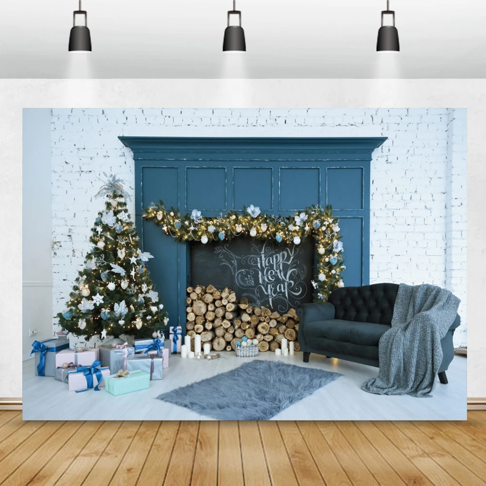 ダークブルーのクリスマスツリーギフトブラックソファ リビングルームのインテリアシーン 写真の背景 背景 Aliexpress
