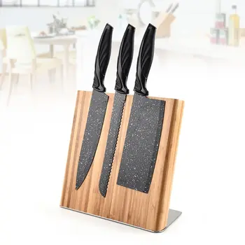 

Magnetic Bamboo Knife Holder Powerful Magnet Organizer Block Universal Eco-friendly Cutlery Holder Kitchen Accessories