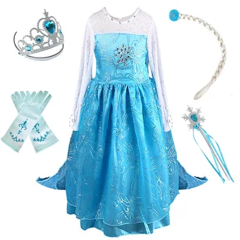 

Kids Dress for Girls Cosplay Snow Queen Elza Costume Children Birthday Party Clothes