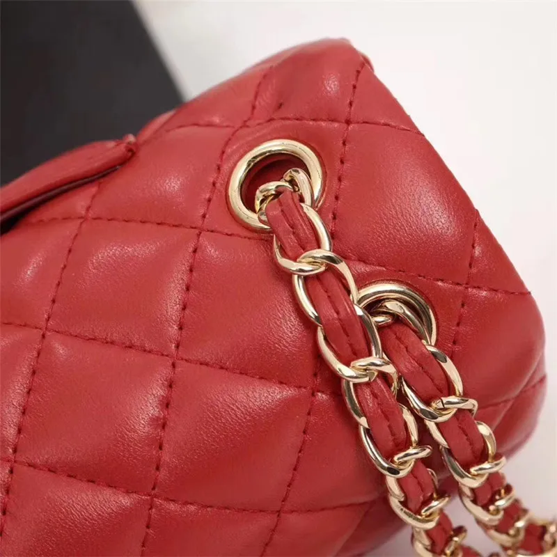 Горячее предложение! Распродажа! CHALLEN Классическая Роскошная брендовая дизайнерская женская сумка на плечо лучшее качество натуральная кожа женская сумка с коробкой - Цвет: Red Gold chain