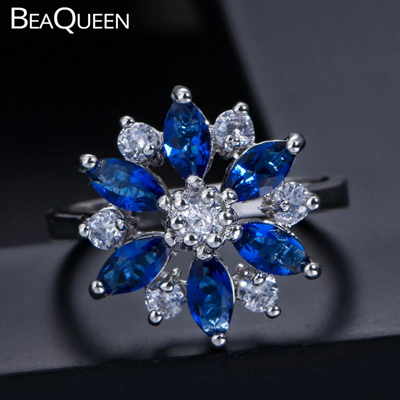 Женские кольца для помолвки BeaQueen блестящие овальные круглые с кубическим