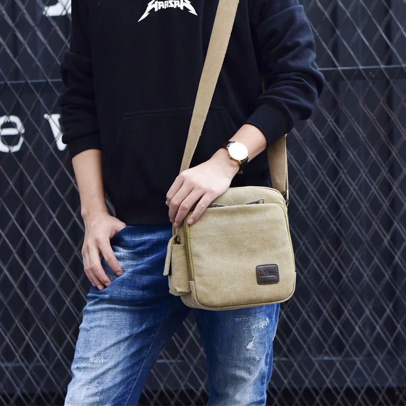 

Men Casual Mini Messenger Bag Korean-style Canvas MEN'S Single-shoulder Bag Outdoor Multi-functional Men's Bag Verticle