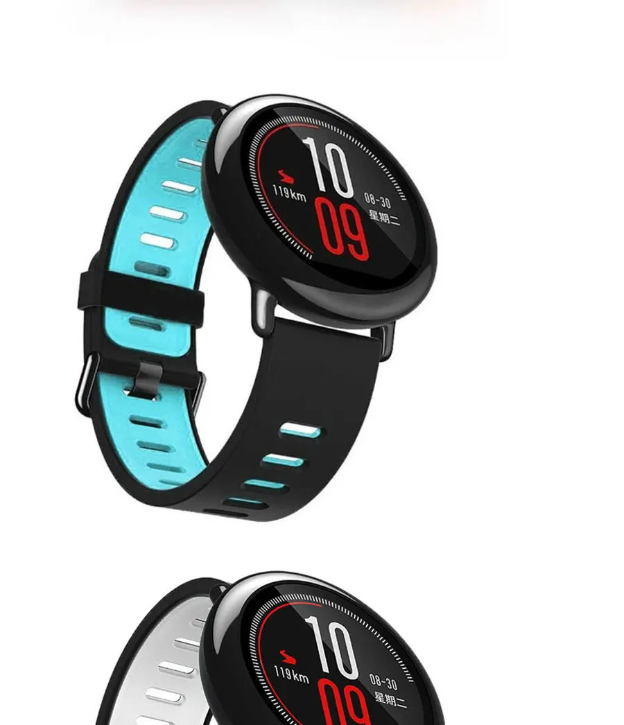 22 мм спортивный силиконовый браслет для Xiaomi Huami Amazfit Bip BIT PACE stratos 2 2S Смарт-часы сменный ремешок Smartwatch