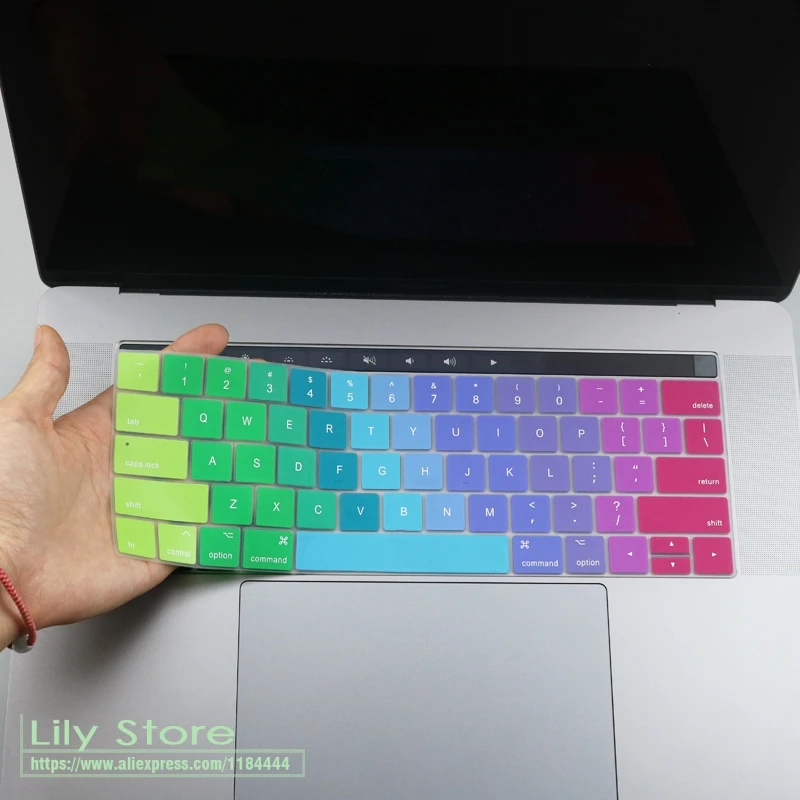 rainbow Крышка клавиатуры для Apple Macbook Pro 13 15 дюймов A1707/A1706 A2159 A1990/A1989 с сенсорной панелью модель США Силиконовый протектор кожи - Цвет: rainbow