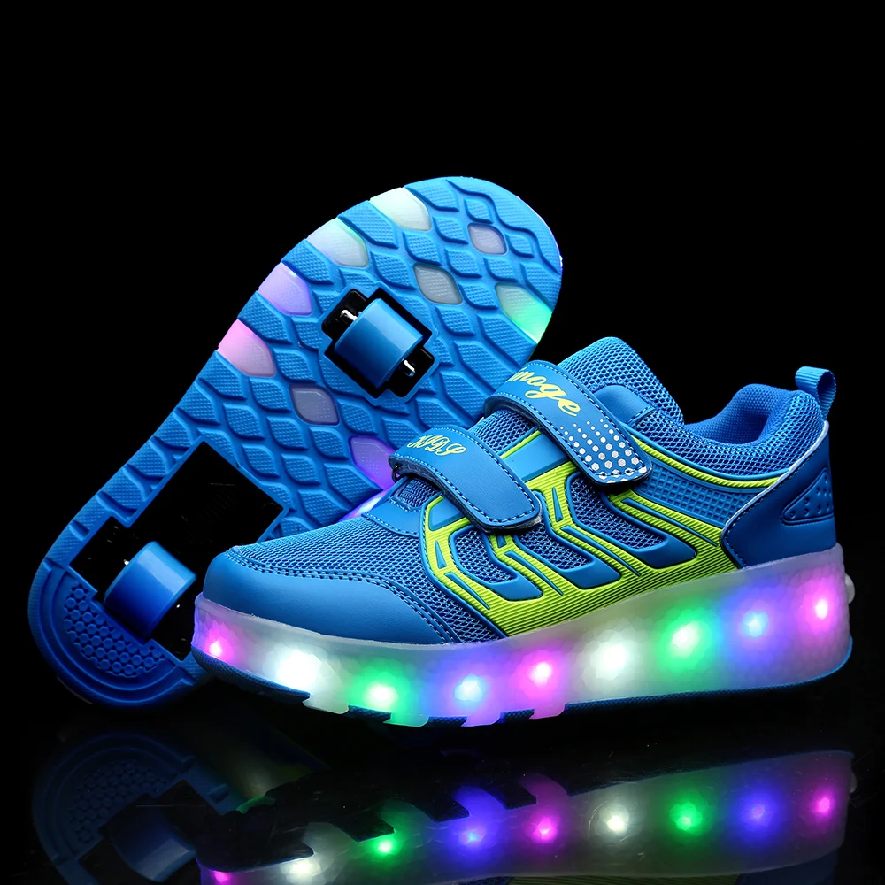 Heelies USB зарядка светодиодный Красочные Дети Мода кроссовки с два колеса роликовые коньки обувь для мальчиков и девочек 03