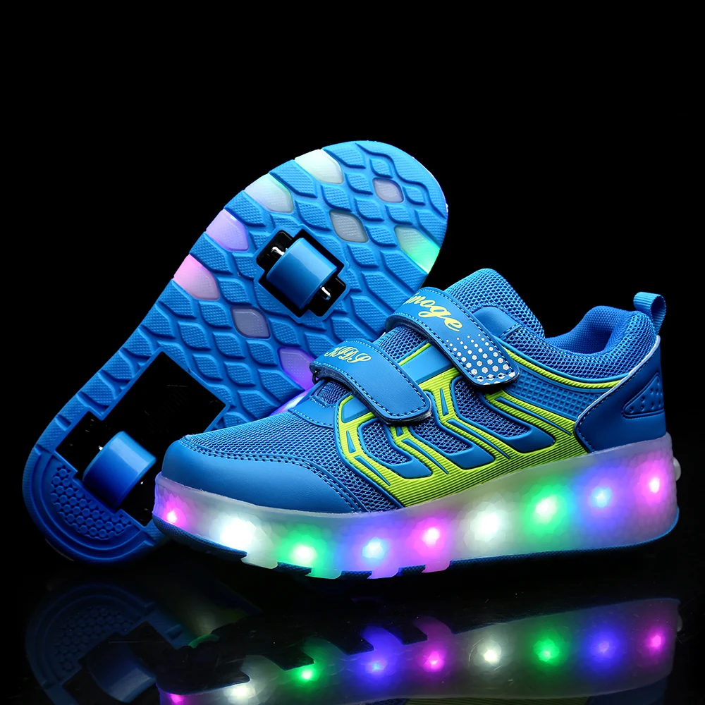 2020 Новые USB зарядка LED красочные Дети Мода кроссовки с двумя колеса роликовые