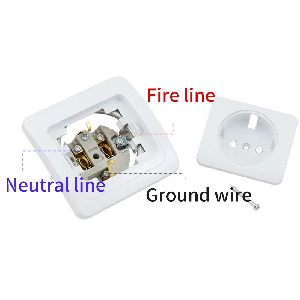 10A 250V Office Outlet Panel ABS Wall Socket Modern Square Power Adapter Single EU Plug Electrical Connection Home Fittings
