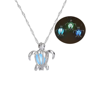 

Cute Turtle Luminous Pendant Necklace Women Glow Round Stone Choker Women Chain Necklace Choker Glow In The Dark Ladies Jewelry