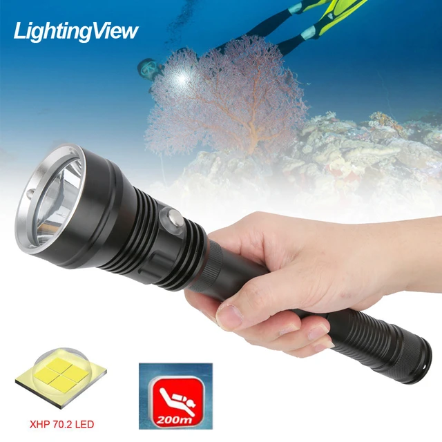 Torche de plongée, pêche et chasse, lampe de poche rechargeable à