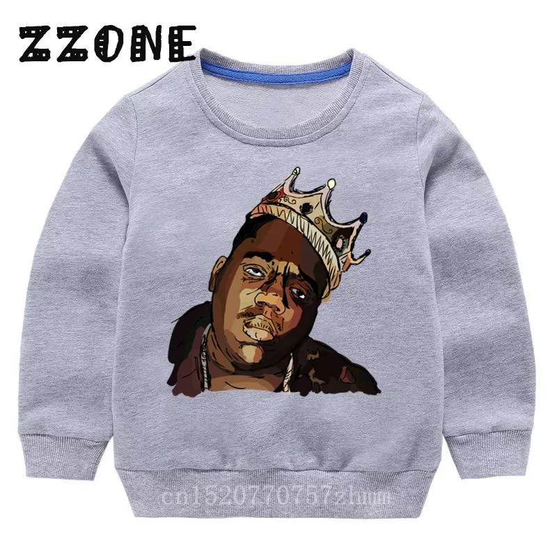 Детские толстовки с капюшоном; детские толстовки в стиле рок с принтом «Notorious Big»; хлопковый пуловер для малышей; топы для девочек и мальчиков; осенняя одежда; KYT456