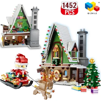 

Qizhile Building Blocks Creator Santa Claus Elf House Technic With Small Figures Girls Friends Bricks Toys Children Christmas