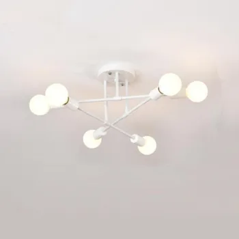 

New black white living room Chandeliers E27 bulb led Iron Chandelier Simple 6 head lamps led lustre Chandeliers lighting