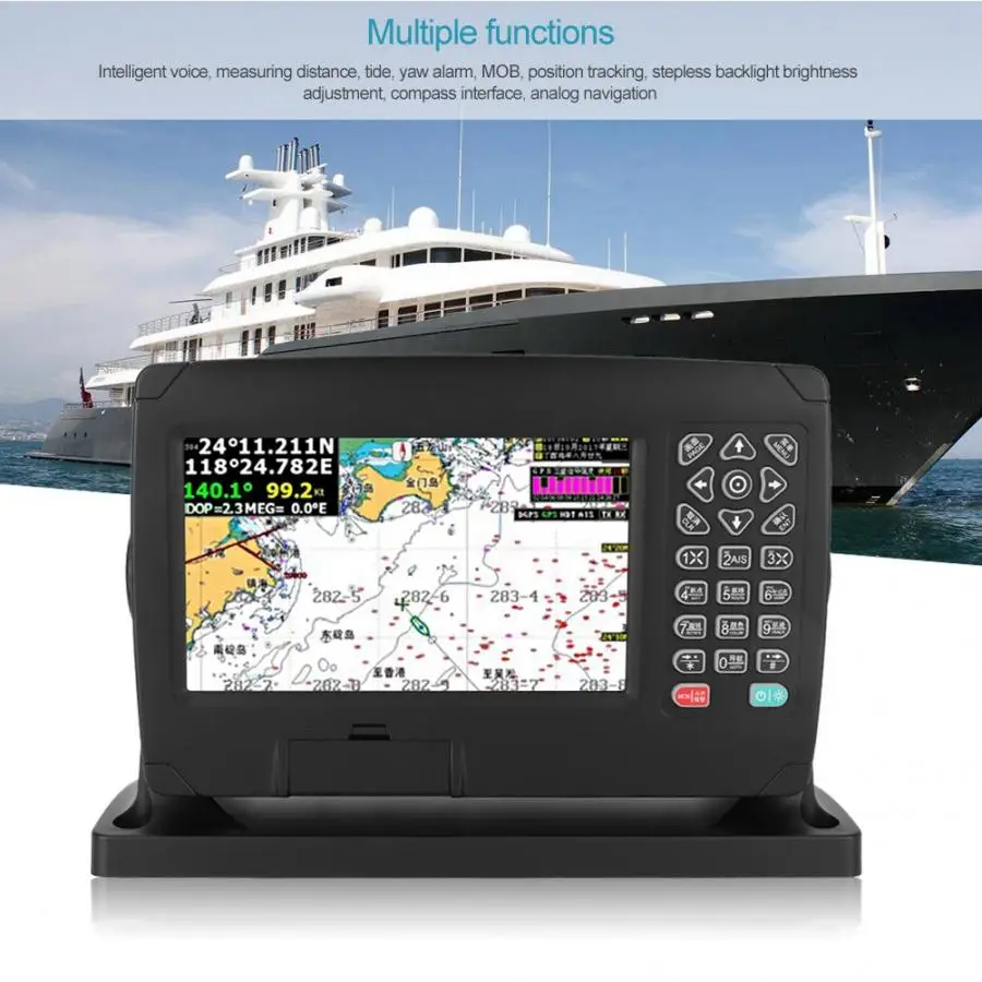 XF-607 7 inch Color Display Marine GPS Navigator Navigation Locator With Chart Antenna 12-36V Marine Boat GPS Navigator