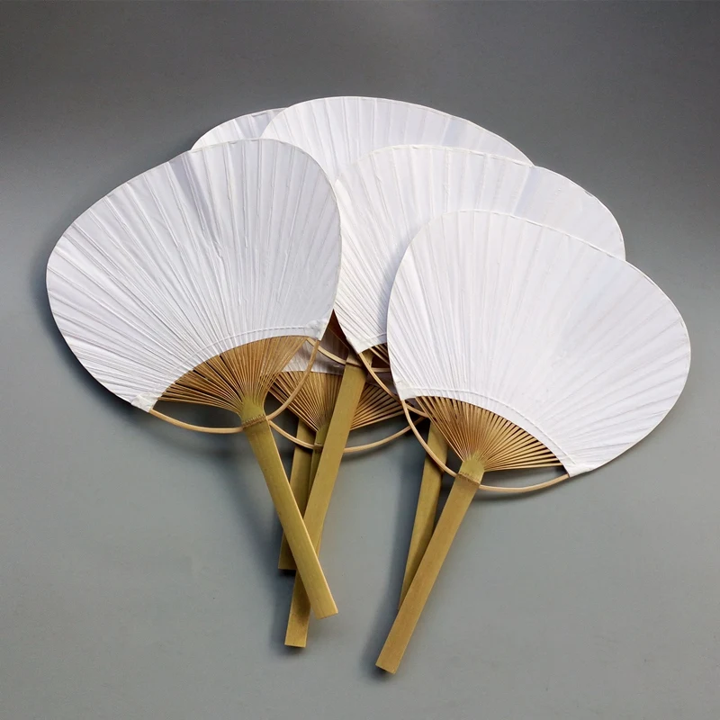 Hot 24Pcs/Lot Wedding White Paddle Fan For Wedding Decoration